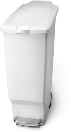 simplehuman - 40L Slim Plastic Pedal Bin - White